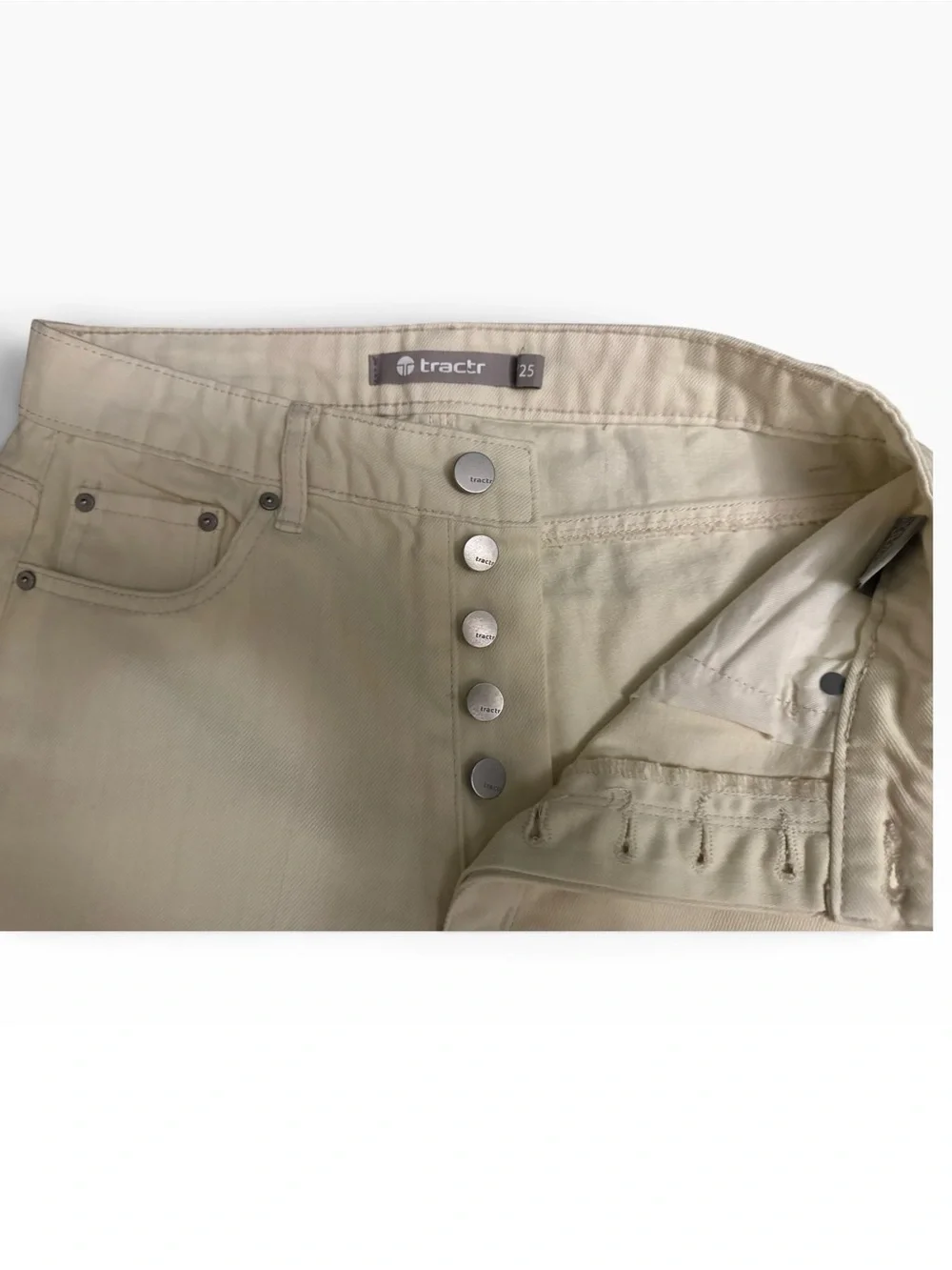Tractr Size 25 White Wide Leg Jeans Raw Distressed Frayed Hem High Rise